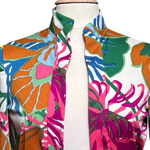 Vtg 70s Don Luis De España Cropped Blouse Bold Floral Size 8 Statement Piece - Picture 2 of 8